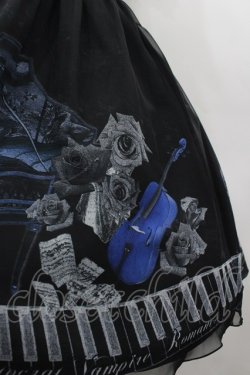 画像2: Moi-meme-Moitie / チェンバロ三重奏プリントシフォン半袖ワンピース 2 黒×青 I-26-02-13-102-MO-OP-TE-ZI