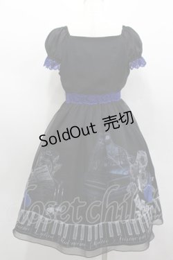 画像3: Moi-meme-Moitie / チェンバロ三重奏プリントシフォン半袖ワンピース 2 黒×青 I-26-02-13-102-MO-OP-TE-ZI