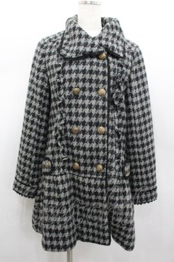 画像1: axes femme / ラメ千鳥格子コート  黒Ｘグレー I-26-02-13-002-AX-CO-SA-ZI