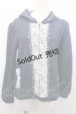 画像1: axes femme / レース配色ZIPパーカー  ネイビーＸ白 I-26-02-13-033-AX-TO-SA-ZI