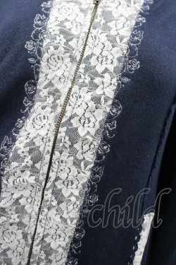 画像2: axes femme / レース配色ZIPパーカー  ネイビーＸ白 I-26-02-13-033-AX-TO-SA-ZI