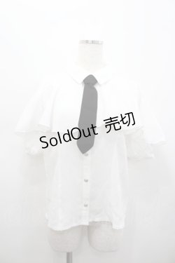 画像1: axes femme POETIQUE / タイ付ラッフルフリル半袖ブラウス  白 I-26-02-15-001-AX-BL-HR-ZI