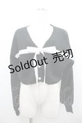 axes femme POETIQUE / リボンデザインショートカーディガン  黒Ｘ白 I-26-02-15-004-AX-TO-SA-ZI