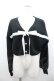 画像1: axes femme POETIQUE / リボンデザインショートカーディガン  黒Ｘ白 I-26-02-15-004-AX-TO-SA-ZI (1)