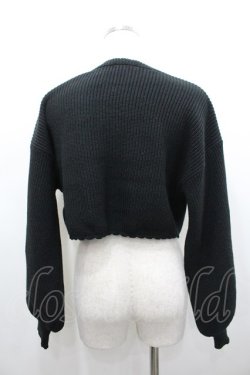 画像2: axes femme POETIQUE / リボンデザインショートカーディガン  黒Ｘ白 I-26-02-15-004-AX-TO-SA-ZI