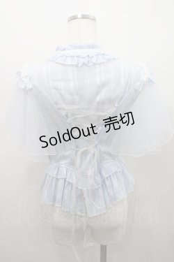 画像2: Red Maria / ハイネックシフォン半袖ブラウス  サックス I-26-02-15-041-EL-BL-SA-ZI