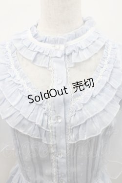 画像3: Red Maria / ハイネックシフォン半袖ブラウス  サックス I-26-02-15-041-EL-BL-SA-ZI