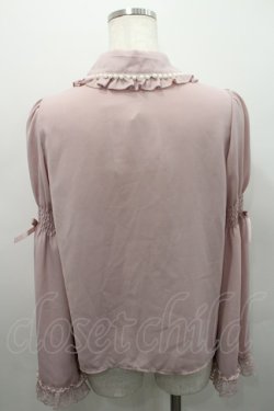 画像2: Secret Honey / パール襟フリルレース長袖ブラウス  ピンク I-26-02-15-045-CA-BL-SA-ZI