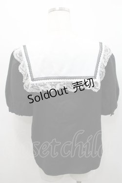 画像2: MA*RS / クロス刺繍スクエア襟半袖ブラウス  黒Ｘ白 I-26-02-15-047-EL-BL-SA-ZI