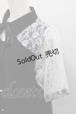 画像3: Audrey / レース切り替え半袖ブラウス  黒ｘ白 I-26-02-15-048-LO-BL-SA-ZI
