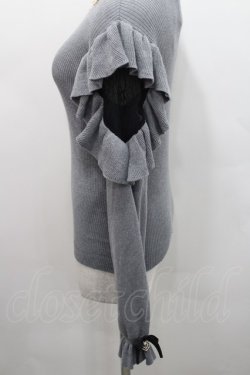 画像4: Rojita / ネックレス付肩ボリュームフリルニットトップス  グレー I-26-02-15-050-LO-TO-SA-ZI