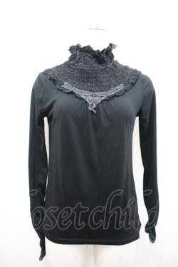 画像1: axes femme / 胸元シャーリングインナープルオーバー M 黒 I-26-02-15-006-AX-TO-TE-ZI