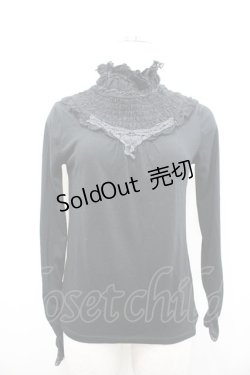 画像1: axes femme / 胸元シャーリングインナープルオーバー M 黒 I-26-02-15-006-AX-TO-TE-ZI