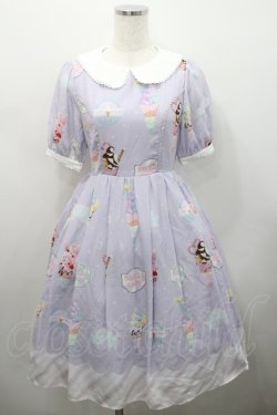 画像1: axes femme kawaii / アイス柄半袖ワンピース M ラベンダー I-26-02-15-053-AX-OP-TE-ZI