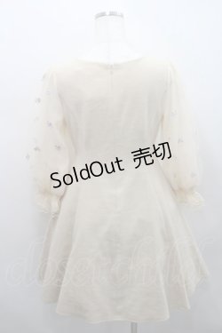 画像2: LODISPOTTO / フラワー刺繍チュール袖ワンピース  ベージュ I-26-02-15-057-LO-OP-SA-ZI