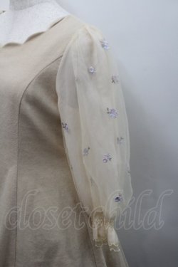 画像3: LODISPOTTO / フラワー刺繍チュール袖ワンピース  ベージュ I-26-02-15-057-LO-OP-SA-ZI