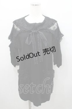 画像1: Swankiss / セーラーレース襟半袖カットワンピース  黒 I-26-02-15-058-CA-OP-SA-ZI