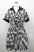 Jamie エーエヌケー / 市松柄半袖ワンピース  ピンクＸ黒 I-26-02-15-061-LO-OP-SA-ZI