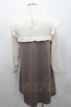 画像2: le reve vaniller / フリルヨークバイカラーワンピース M ベージュ I-26-02-15-065-LO-OP-SA-ZI