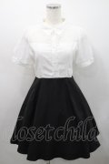 Rojita / シフォン切替半袖ワンピース  白Ｘ黒 I-26-02-15-068-LO-OP-SA-ZI