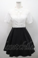 画像1: Rojita / シフォン切替半袖ワンピース  白Ｘ黒 I-26-02-15-068-LO-OP-SA-ZI (1)