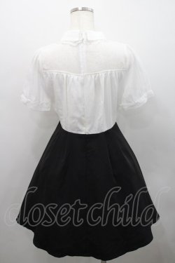 画像2: Rojita / シフォン切替半袖ワンピース  白Ｘ黒 I-26-02-15-068-LO-OP-SA-ZI