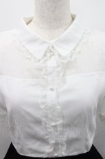 画像3: Rojita / シフォン切替半袖ワンピース  白Ｘ黒 I-26-02-15-068-LO-OP-SA-ZI (3)