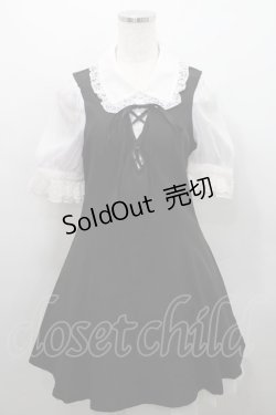 画像1: Rojita / スピンドルリボンオーガンジー袖ワンピース  ブラック I-26-02-15-070-LO-OP-SA-ZI