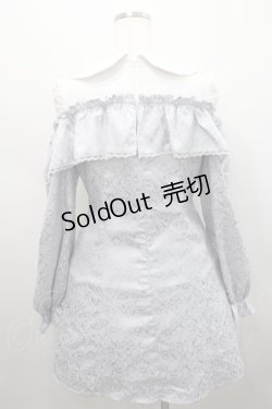 画像2: Ank Rouge / ぽんぽんリボンオフショルOP  白Ｘサックス I-26-02-15-072-CA-OP-SA-ZI