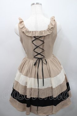 画像2: Honey Bunch / ボーダージャンパースカート  ベージュｘアイボリーｘ黒 I-26-02-15-075-LO-OP-SA-ZI