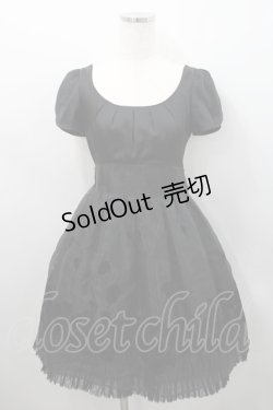 画像1: L'EST ROSE / フロッキー薔薇チュール半袖ワンピース 2 黒 I-26-02-15-078-LO-OP-SA-ZI