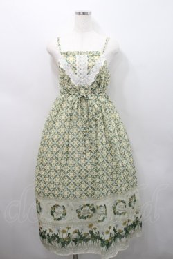 画像1: axes femme / たんぽぽ柄ロングキャミワンピース  グリーン I-26-02-15-086-AX-TO-SA-ZI