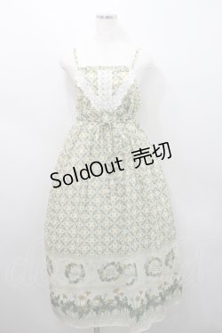 画像1: axes femme / たんぽぽ柄ロングキャミワンピース  グリーン I-26-02-15-086-AX-TO-SA-ZI