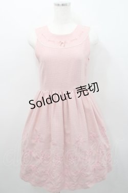 画像1: Shirley Temple / 千鳥格子リボン刺繍ジャンパースカート 160 ピンク I-26-02-15-087-ET-OP-SA-ZI