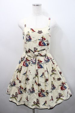 画像1: Emily Temple cute / ワンダーランドウエストリボンノースリーブワンピース  オフシロ I-26-02-15-090-ET-OP-SA-ZI