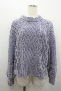 axes femme / 袖パールベロアモールニット  ラベンダー I-26-02-15-011-AX-TO-HR-ZI