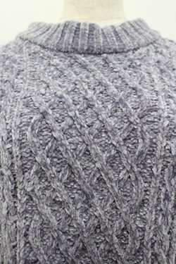 画像2: axes femme / 袖パールベロアモールニット  ラベンダー I-26-02-15-011-AX-TO-HR-ZI