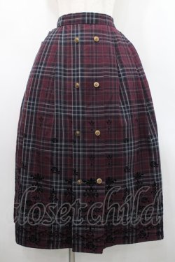 画像1: axes femme / フロッキーチェックスカート  ボルドーチェック I-26-02-15-105-AX-SK-SA-ZI