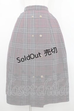 画像1: axes femme / フロッキーチェックスカート  ボルドーチェック I-26-02-15-105-AX-SK-SA-ZI