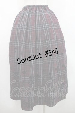 画像2: axes femme / フロッキーチェックスカート  ボルドーチェック I-26-02-15-105-AX-SK-SA-ZI
