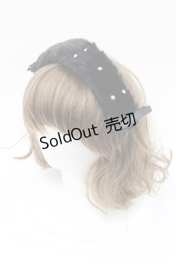 画像1: m petit by misako / ファーパールヘッドドレス  黒Ｘ白 I-26-02-15-115-LO-AC-SA-ZI