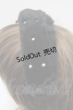 画像3: m petit by misako / ファーパールヘッドドレス  黒Ｘ白 I-26-02-15-115-LO-AC-SA-ZI