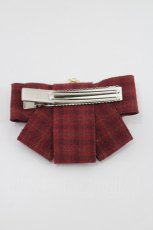 画像2: axes femme / チェックリボンクリップ  ボルドーＸシルバー I-26-02-15-118-AX-AC-SA-ZT485-F001 (2)