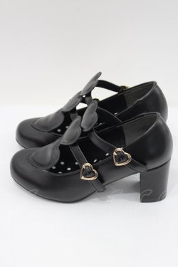 画像2: Angelic Pretty / Trio Heartシューズ S 黒 I-26-02-15-120-AP-SH-SA-ZI