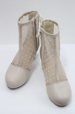 画像1: axes femme POETIQUE / ドットチュールブーツ M ピンク I-26-02-15-122-AX-SH-SA-ZTK030 (1)