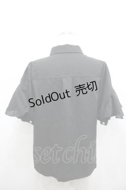 画像3: axes femme POETIQUE / タイ付ラッフルフリル半袖ブラウス  黒 I-26-02-15-002-AX-BL-HR-ZI