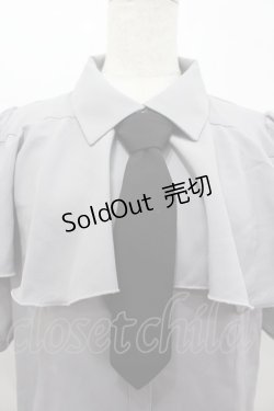 画像3: axes femme POETIQUE / タイ付ラッフルフリル半袖ブラウス  グレー I-26-02-15-003-AX-BL-HR-ZI