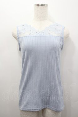 画像1: axes femme / 繊細レースタンク  サックス I-26-02-15-033-AX-TO-SA-ZI