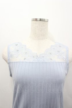 画像2: axes femme / 繊細レースタンク  サックス I-26-02-15-033-AX-TO-SA-ZI