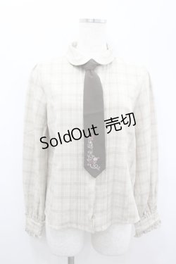 画像1: axes femme / ネクタイ付きブラウス  アイボリーチェック I-26-02-18-001-AX-BL-SA-ZI